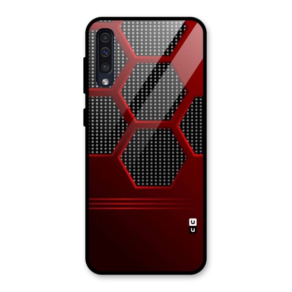 Red Black Hexagons Glass Back Case for Galaxy A50s