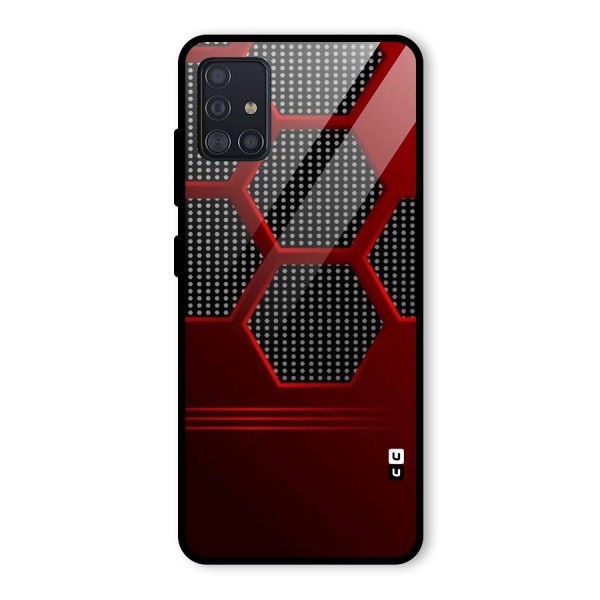 Red Black Hexagons Glass Back Case for Galaxy A51