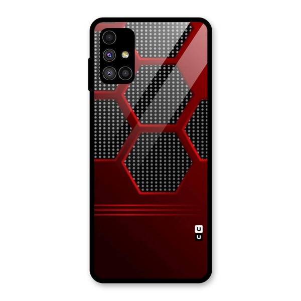 Red Black Hexagons Glass Back Case for Galaxy M51