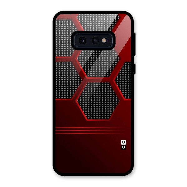 Red Black Hexagons Glass Back Case for Galaxy S10e