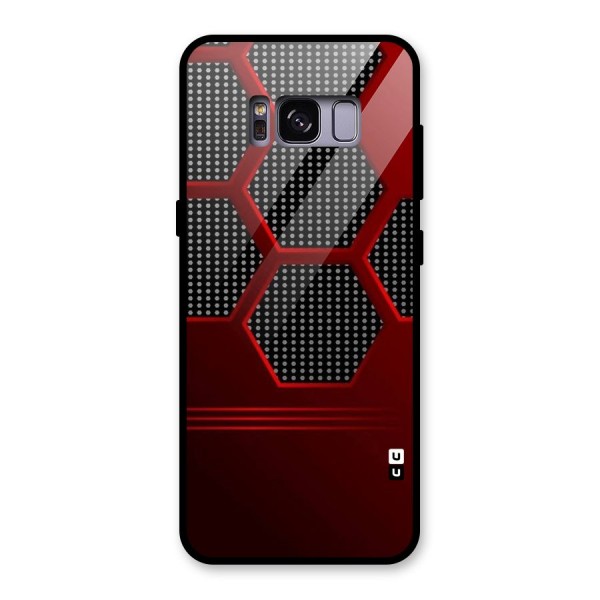 Red Black Hexagons Glass Back Case for Galaxy S8