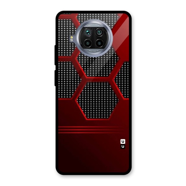 Red Black Hexagons Glass Back Case for Mi 10i