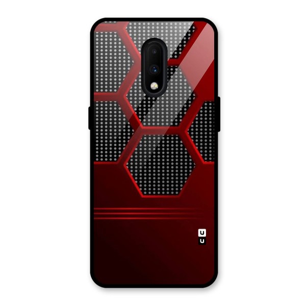 Red Black Hexagons Glass Back Case for OnePlus 7