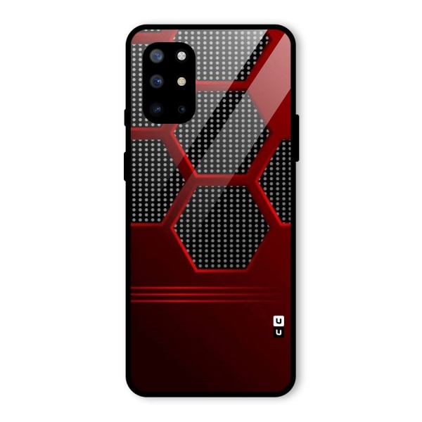 Red Black Hexagons Glass Back Case for OnePlus 8T