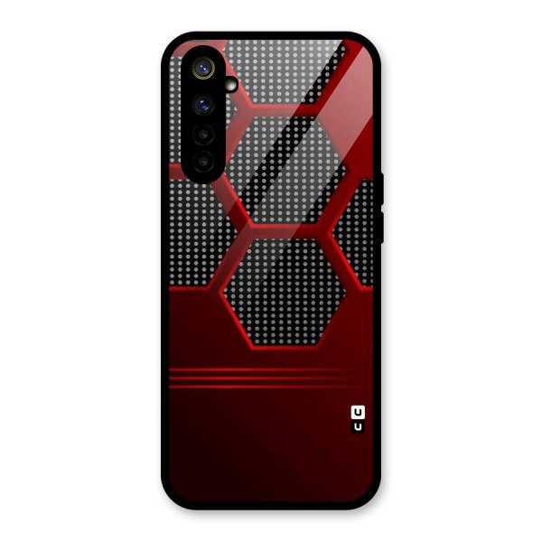 Red Black Hexagons Glass Back Case for Realme 6