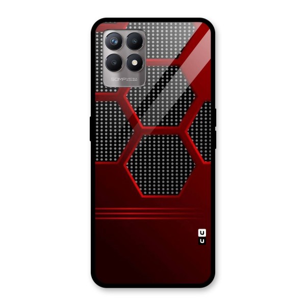 Red Black Hexagons Glass Back Case for Realme 8i