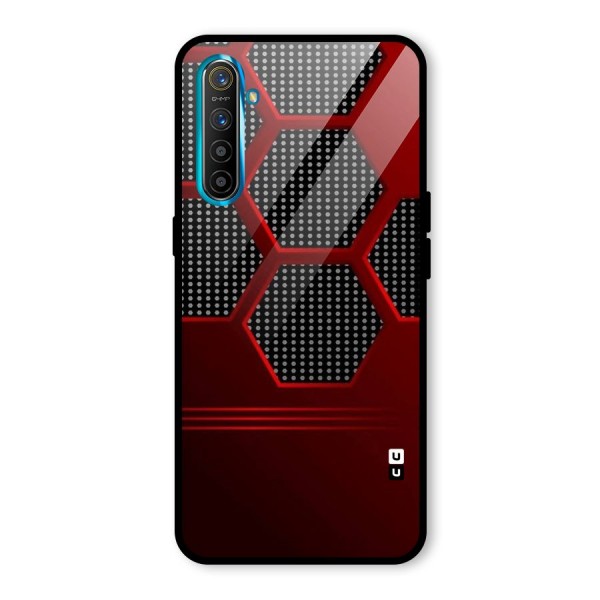 Red Black Hexagons Glass Back Case for Realme XT