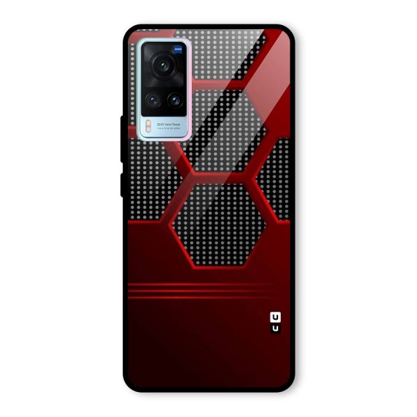 Red Black Hexagons Glass Back Case for Vivo X60