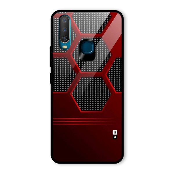 Red Black Hexagons Glass Back Case for Vivo Y15