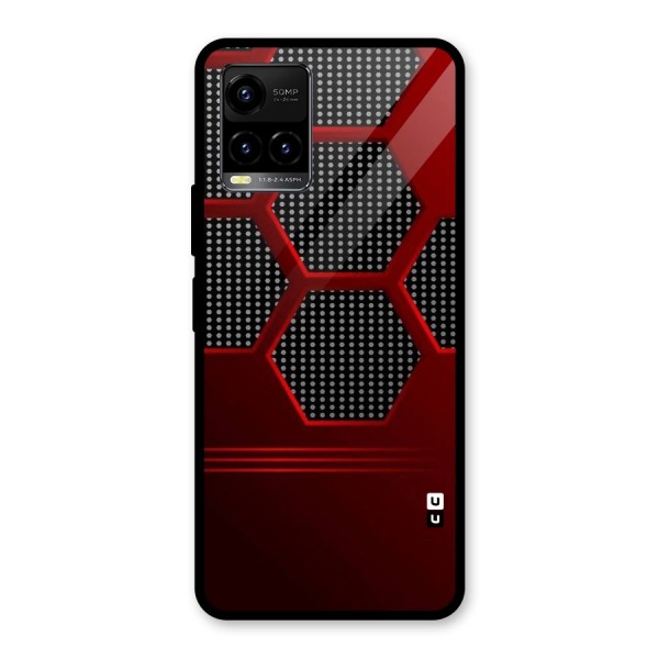 Red Black Hexagons Glass Back Case for Vivo Y21A