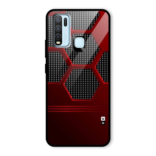 Red Black Hexagons Glass Back Case for Vivo Y50