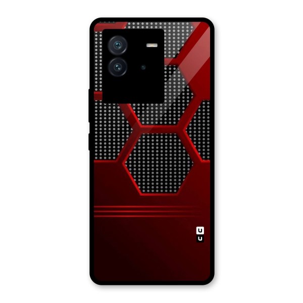 Red Black Hexagons Glass Back Case for Vivo iQOO Neo 6 5G