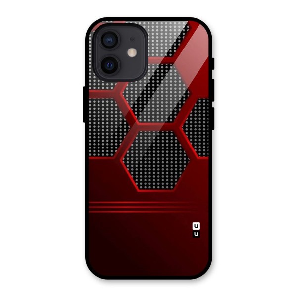 Red Black Hexagons Glass Back Case for iPhone 12