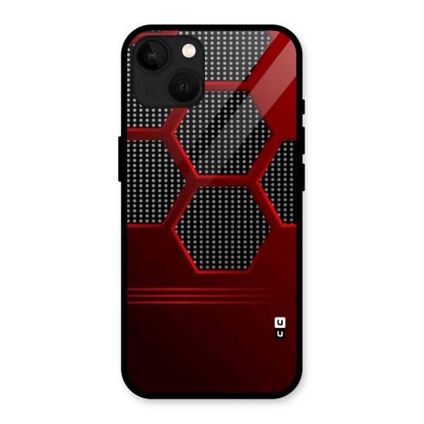 Red Black Hexagons Glass Back Case for iPhone 13