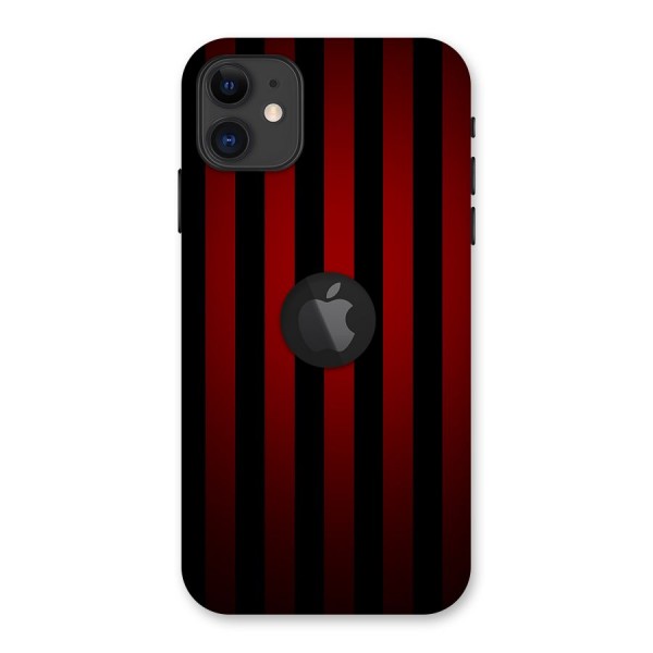 Red Black Stripes Back Case for iPhone 11 Logo Cut