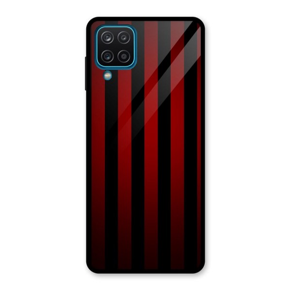 Red Black Stripes Glass Back Case for Galaxy A12