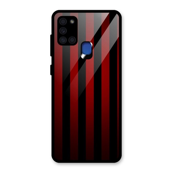 Red Black Stripes Glass Back Case for Galaxy A21s