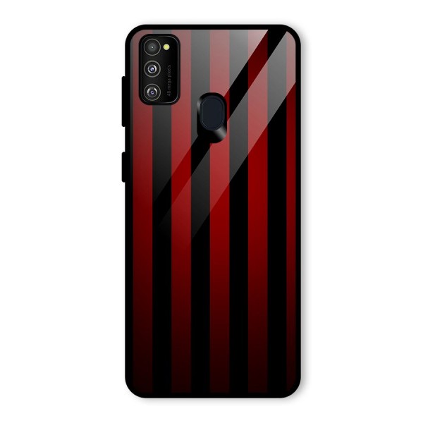 Red Black Stripes Glass Back Case for Galaxy M30s