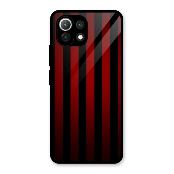 Red Black Stripes Glass Back Case for Mi 11 Lite NE 5G