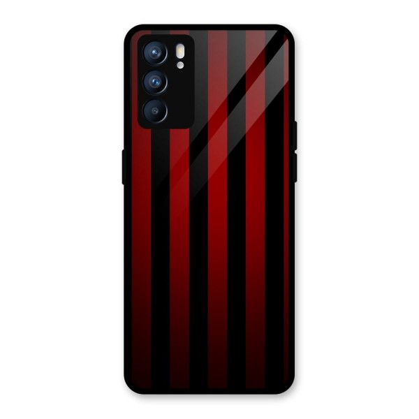 Red Black Stripes Glass Back Case for Oppo Reno6 5G