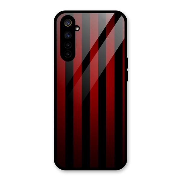 Red Black Stripes Glass Back Case for Realme 6