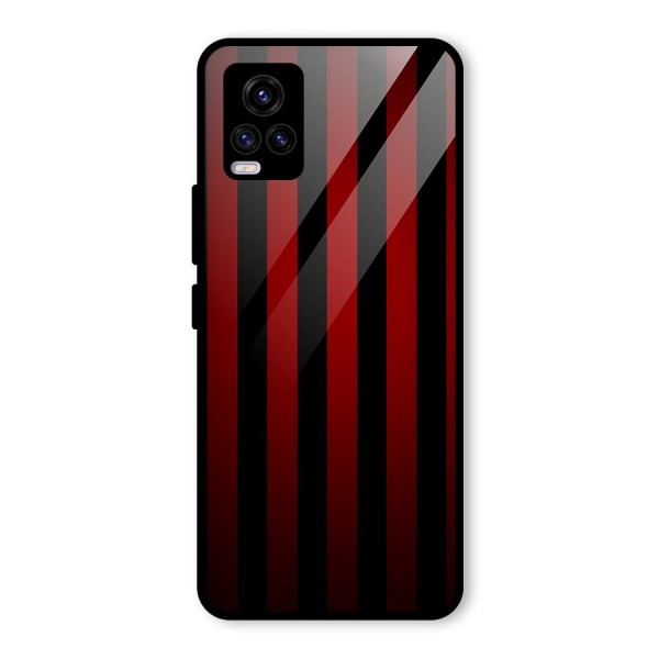 Red Black Stripes Glass Back Case for Vivo V20