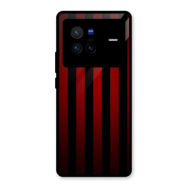 Red Black Stripes Glass Back Case for Vivo X80