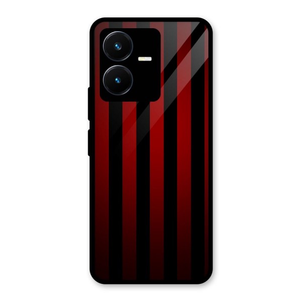 Red Black Stripes Glass Back Case for Vivo Y22