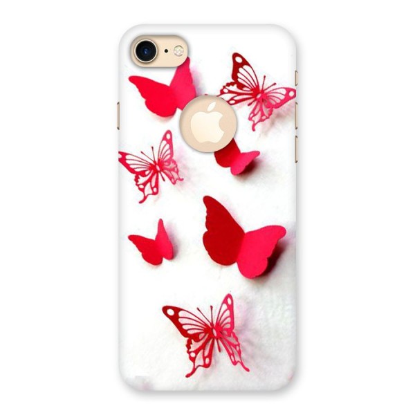 Red Butterflies Back Case for iPhone 8 Logo Cut