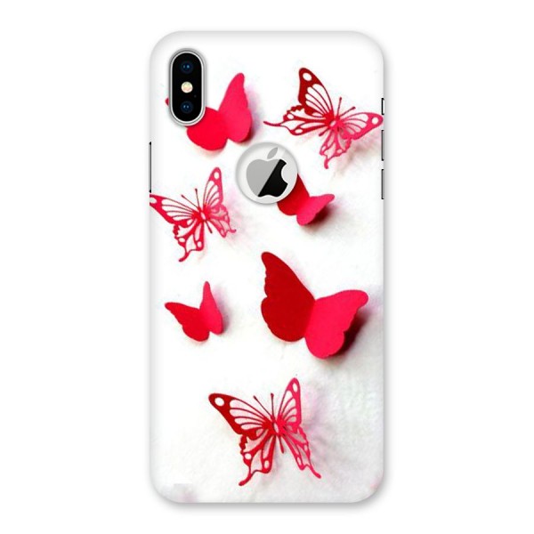 Red Butterflies Back Case for iPhone XS Logo Cut