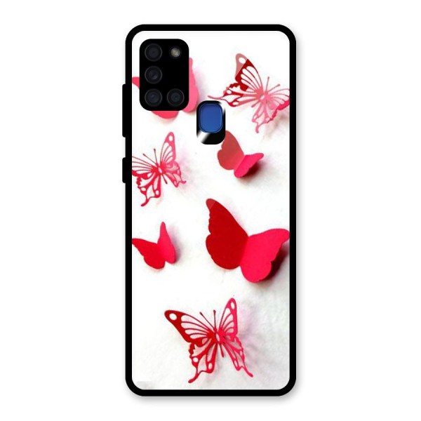 Red Butterflies Glass Back Case for Galaxy A21s