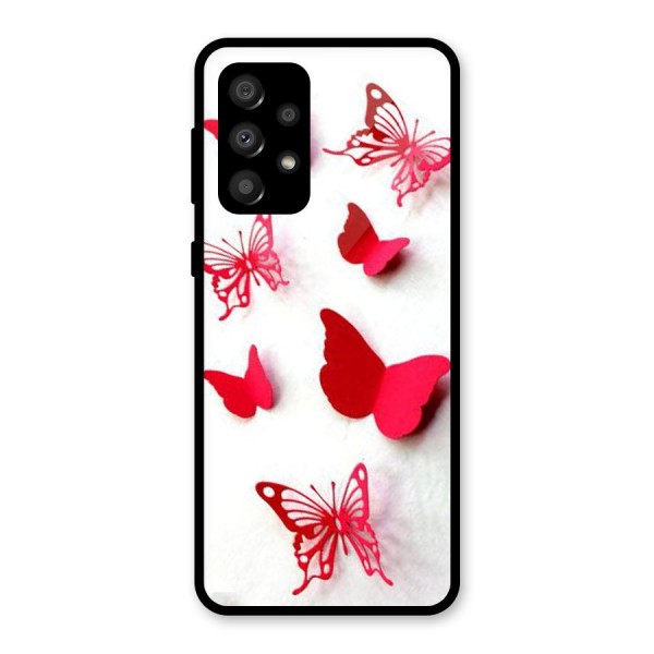 Red Butterflies Glass Back Case for Galaxy A32