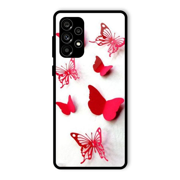 Red Butterflies Glass Back Case for Galaxy A73 5G