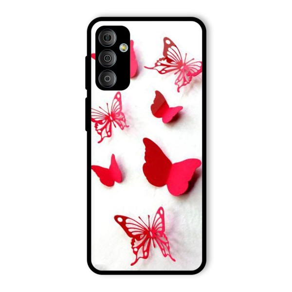 Red Butterflies Glass Back Case for Galaxy F23