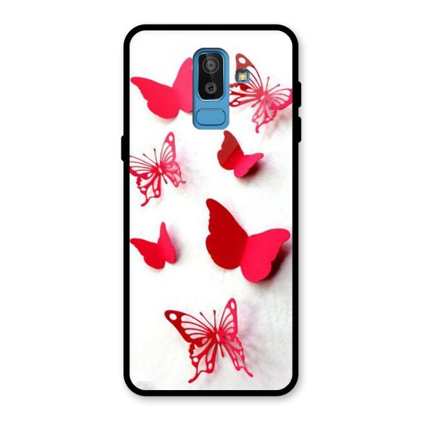 Red Butterflies Glass Back Case for Galaxy J8