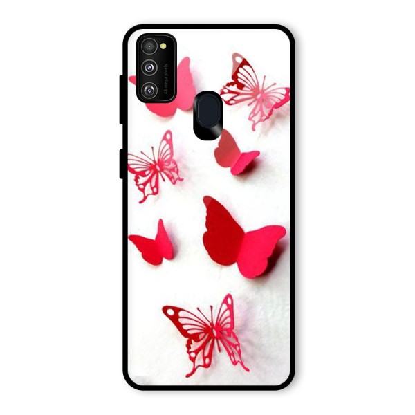 Red Butterflies Glass Back Case for Galaxy M21