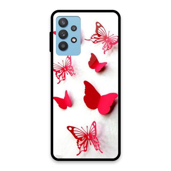 Red Butterflies Glass Back Case for Galaxy M32 5G