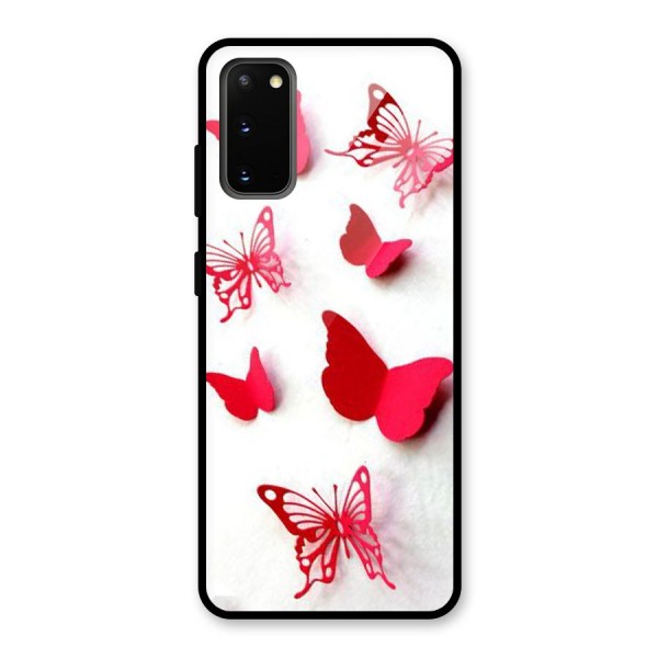 Red Butterflies Glass Back Case for Galaxy S20