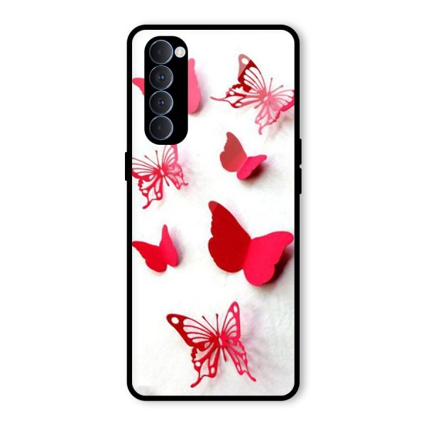 Red Butterflies Glass Back Case for Oppo Reno4 Pro