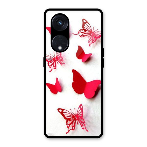 Red Butterflies Glass Back Case for Reno8 T 5G