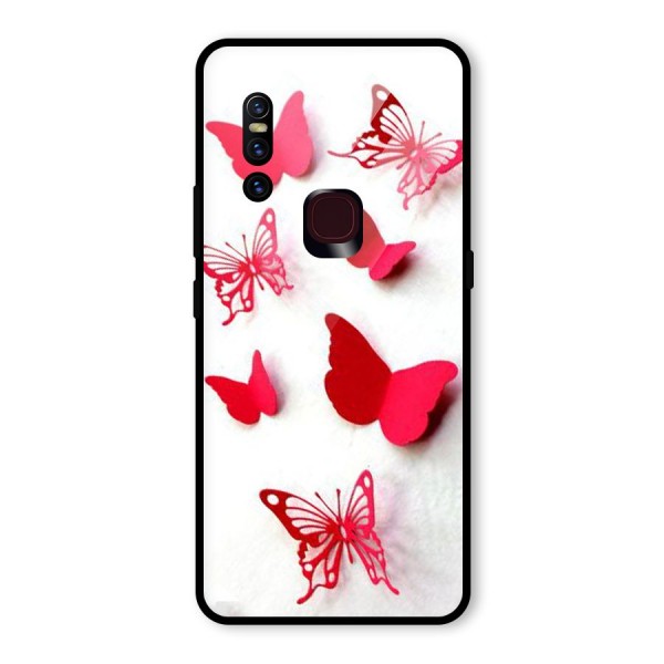 Red Butterflies Glass Back Case for Vivo V15