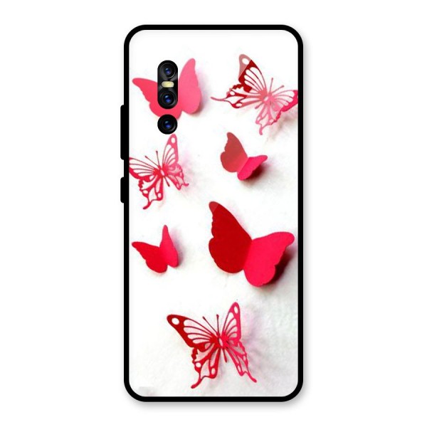 Red Butterflies Glass Back Case for Vivo V15 Pro