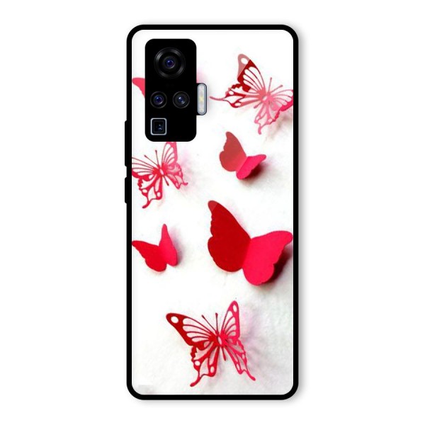 Red Butterflies Glass Back Case for Vivo X50 Pro