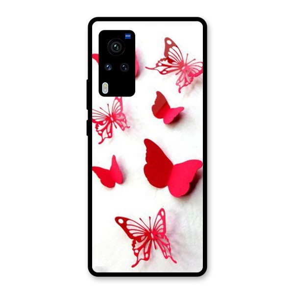 Red Butterflies Glass Back Case for Vivo X60 Pro