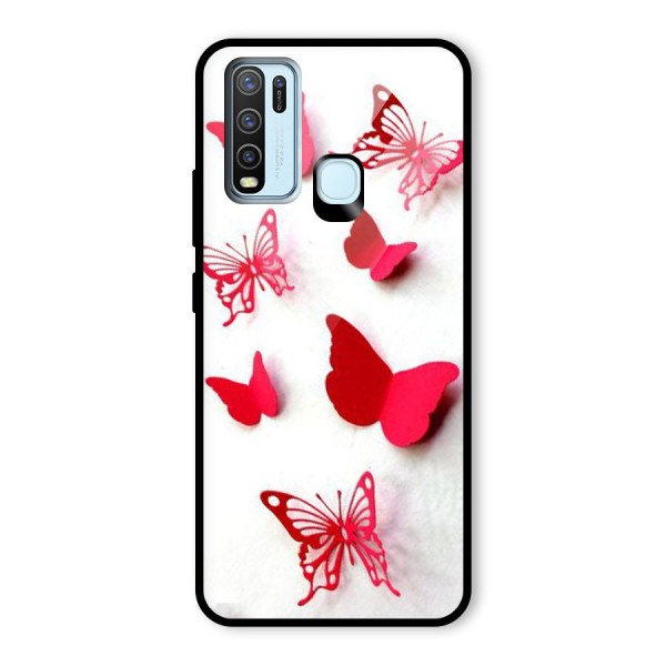 Red Butterflies Glass Back Case for Vivo Y50