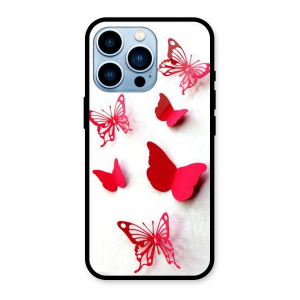 Red Butterflies Glass Back Case for iPhone 13 Pro