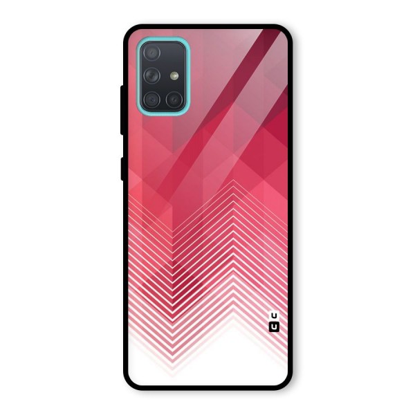 Red Chevron Abstract Glass Back Case for Galaxy A71