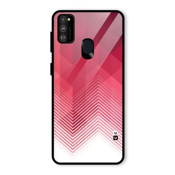 Red Chevron Abstract Glass Back Case for Galaxy M21