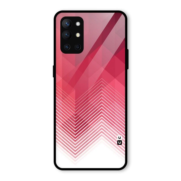 Red Chevron Abstract Glass Back Case for OnePlus 9R