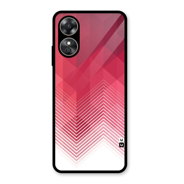 Red Chevron Abstract Glass Back Case for Oppo A17